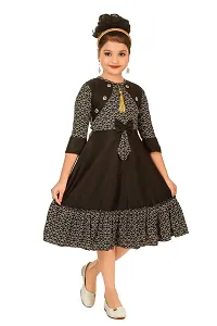 Classic Cotton Blend Dress for Kids Girls-thumb2