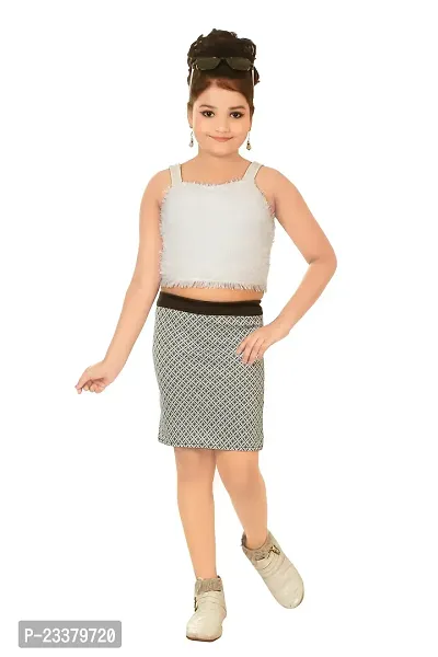 White Fur Top and Skirt for Girls-thumb0