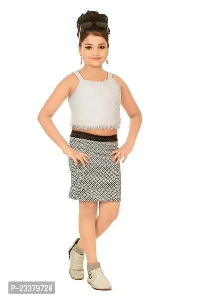 White Fur Top and Skirt for Girls-thumb5