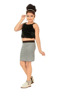 Black Fur Top and Skirt for Girls-thumb2