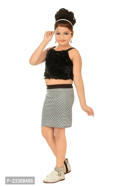 Black Fur Top and Skirt for Girls-thumb3