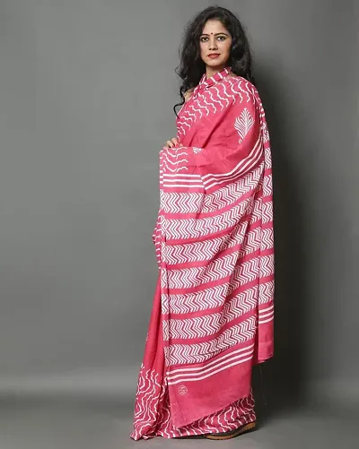 Elegant Jaipuri Printed Cotton Sarees With Blouse Piece