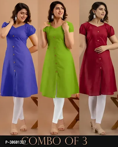 Stylish Cotton Blend Kurta For Women Combo of 3