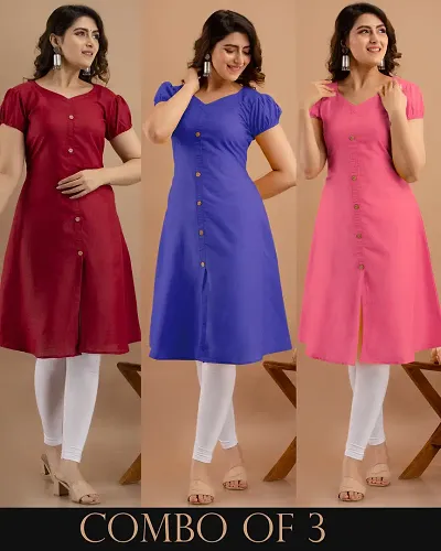 Stylish Blend Kurta For Women Combo of 3