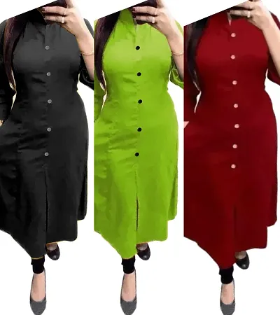 TRENDY BLEND COLLAR KURTI PACK OF 3