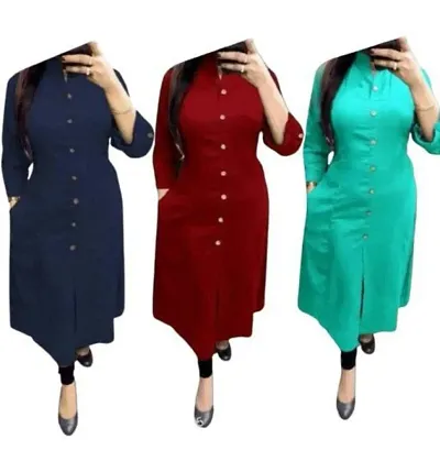 Hot Selling Combo of 3 Cotton A-Line Kurti