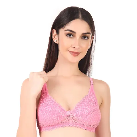 TAUSHI ASHA Enterprises Floral Net Bra Panty Set/Lingerie Set Full Coverage/Wirefree/Non Padded (Net Bra)