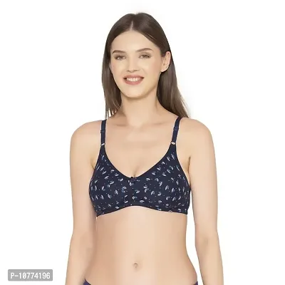 Groversons Paris Beauty Non Padded Printed Full Coverage T-Shirt Bra NavyBlue