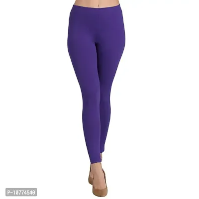 Groversons Super Soft Fabric, Non-Transparent, Ankle Length Leggings (Ankle-Purple-L)