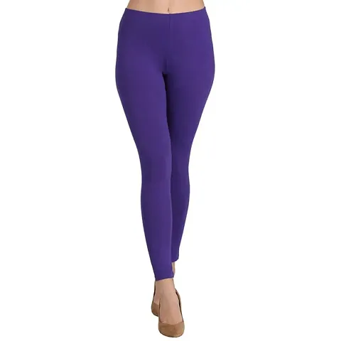 Stylish Cotton Spandex Solid Leggings For Women