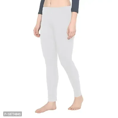 Groversons Paris Beauty Women?s Tailored Fit Solid Thermal Bottom White-thumb3