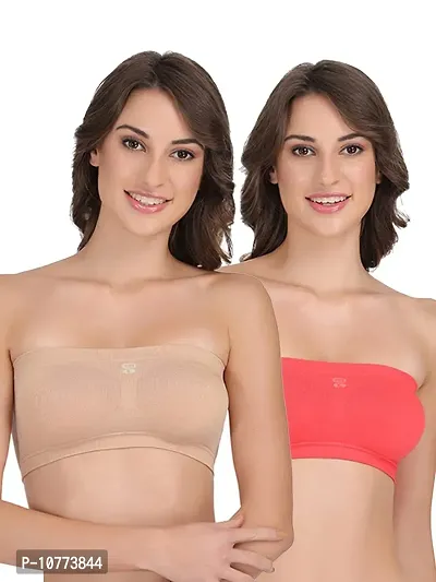 Groversons Paris Beauty Full Coverage Non-Padded Tube Bra (Nude, Coral) M