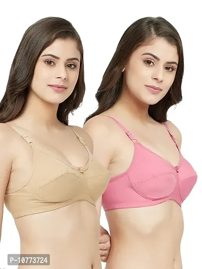 Groversons Paris Beauty Cotton Rich Non Padded Non Wired Full Coverage Bra -PO2,30B(Mauve, Nude)-thumb3