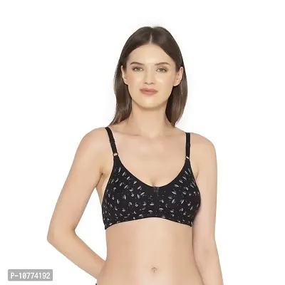 Groversons Paris Beauty Non Padded Printed Full Coverage T-Shirt Bra Black-thumb0