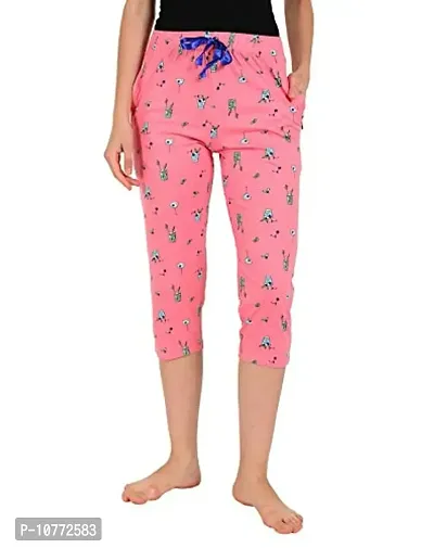 Groversons Paris Beauty Women Cotton Capri Pants-Pink-thumb0