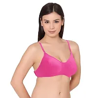 Groversons Paris Beauty Women's Cotton Non-Padded Wire Free Full-Coverage, Plunge, Seamless Bra,Backless Bra (BR021-HOT PINK-32B)-thumb3