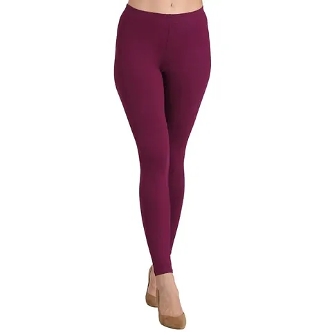 Stylish Cotton Spandex Solid Leggings For Women