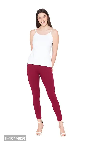 Groversons Super Soft Fabric, Non-Transparent, Ankle Length Leggings (Ankle-Maroon-L)-thumb5