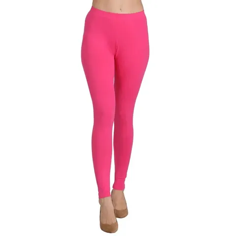 Stylish Cotton Spandex Solid Leggings For Women