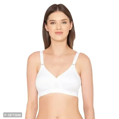 Groversons Paris Beauty Women?s Cotton Rich Non-Padded Wireless Smooth Super Lift Full Coverage Bra (BR005-WHITE-34B)