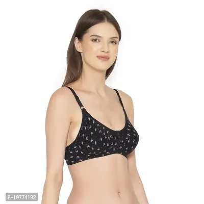 Groversons Paris Beauty Non Padded Printed Full Coverage T-Shirt Bra Black-thumb4