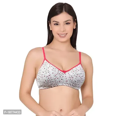 Groversons Paris Beauty Women's Printed Everyday T-Shirt Bra, Comfortable, Non-Padded with Seam, Providing a Natural Curvy Shape (BR108-RED-32B)