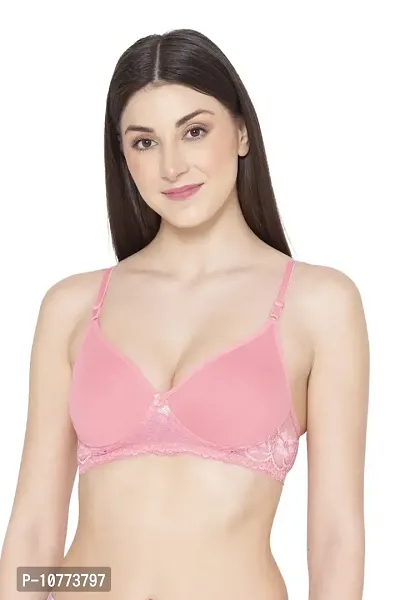 Groversons Paris Beauty Women Full Coverage Everyday LACE Bra Pink