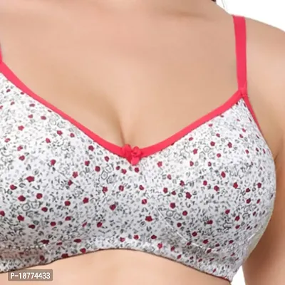 Groversons Paris Beauty Women's Printed Everyday T-Shirt Bra, Comfortable, Non-Padded with Seam, Providing a Natural Curvy Shape (BR108-RED-32B)-thumb4