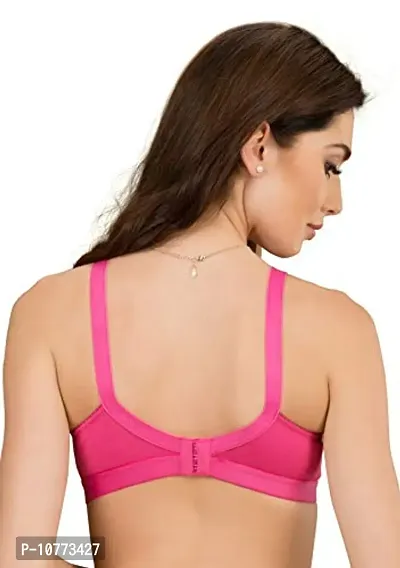 Groversons Paris Beauty Non Padded Wirefree Molded Cross Neck Full Coverage Bra- Pack of 2 HOT Pink-thumb4