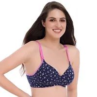 Groversons Paris Beauty Padded & Wirefree Cotton t-Shirt Bra with 3/4 Coverage in Floral printGroversons Paris Beauty Padded & Wirefree Cotton t-Shirt Bra with 3/4 Coverage in Floral Print NavyBlue-thumb2
