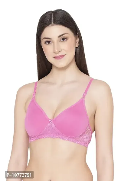Groversons Paris Beauty Women Full Coverage Everyday LACE Bra Pink