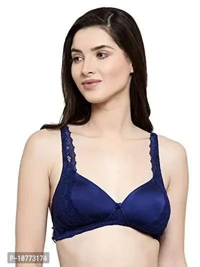 Groversons Paris Beauty Non Wired Padded Lace Bra - Navy Blue