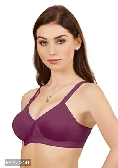 Groversons Paris Beauty Non Padded Wirefree Molded Cross Neck Full Coverage Bra- Pack of 2 Wine-thumb3