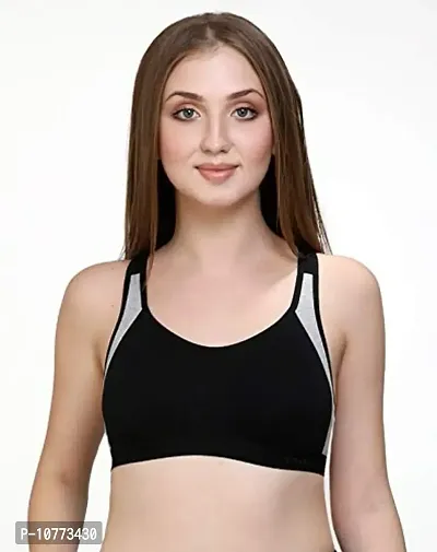 Groversons Paris Beauty Cotton Sports Bra-Black-thumb0