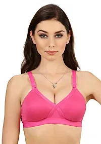 Groversons Paris Beauty Non Padded Wirefree Molded Cross Neck Full Coverage Bra- Pack of 2 HOT Pink-thumb1