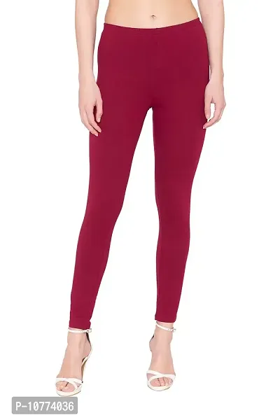 Groversons Super Soft Fabric, Non-Transparent, Ankle Length Leggings (Ankle-Maroon-L)