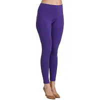 Groversons Super Soft Fabric, Non-Transparent, Ankle Length Leggings (Ankle-Purple-L)-thumb3