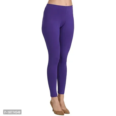 Groversons Super Soft Fabric, Non-Transparent, Ankle Length Leggings (Ankle-Purple-L)-thumb4