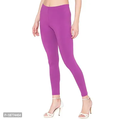 Groversons Super Soft Fabric, Non-Transparent, Ankle Length Leggings (Ankle-Striking-Purple-L)-thumb3