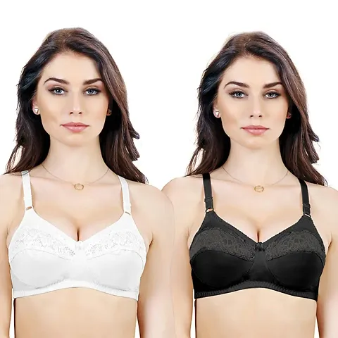 Women's Padded, Non-Wired, Multiway, T-Shirt Bra with lace (BR116-WHIT –  gsparisbeauty