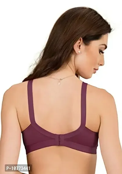 Groversons Paris Beauty Non Padded Wirefree Molded Cross Neck Full Coverage Bra- Pack of 2 Wine-thumb4