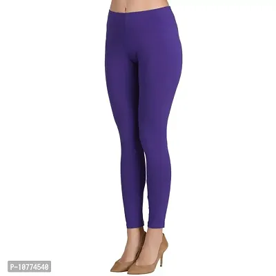 Groversons Super Soft Fabric, Non-Transparent, Ankle Length Leggings (Ankle-Purple-L)-thumb3