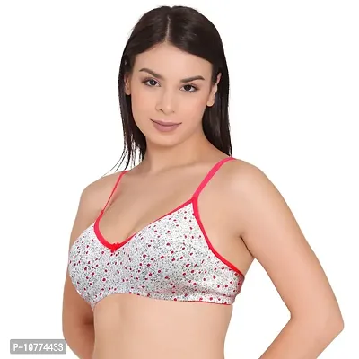 Groversons Paris Beauty Women's Printed Everyday T-Shirt Bra, Comfortable, Non-Padded with Seam, Providing a Natural Curvy Shape (BR108-RED-32B)-thumb3