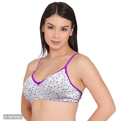 Groversons Paris Beauty Women's Printed Everyday T-Shirt Bra, Comfortable, Non-Padded with Seam, Providing a Natural Curvy Shape (BR108-PURPLE-34C)-thumb3