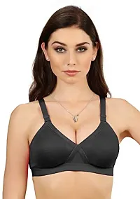 Groversons Paris Beauty Non Padded Wirefree Molded Cross Neck Full Coverage Bra- Pack of 2 Black-thumb1