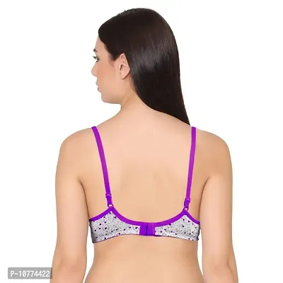 Groversons Paris Beauty Women's Printed Everyday T-Shirt Bra, Comfortable, Non-Padded with Seam, Providing a Natural Curvy Shape (BR108-PURPLE-34C)-thumb2