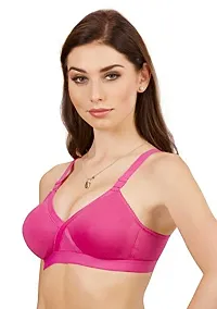 Groversons Paris Beauty Non Padded Wirefree Molded Cross Neck Full Coverage Bra- Pack of 2 HOT Pink-thumb2