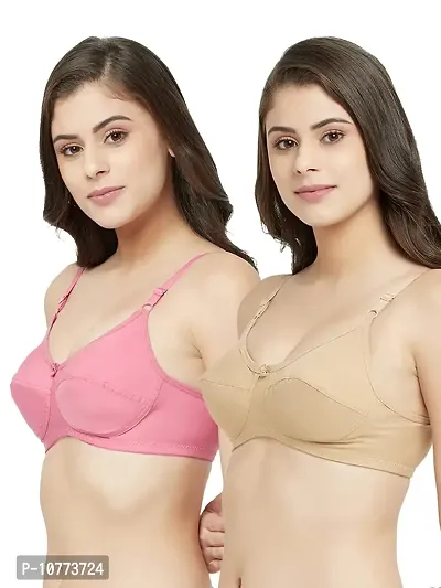 Groversons Paris Beauty Cotton Rich Non Padded Non Wired Full Coverage Bra -PO2,30B(Mauve, Nude)-thumb4