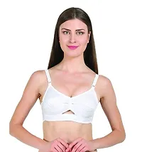 Groversons Paris Beauty Women's Cotton Non-Padded Wire Free T-Shirt, Push-Up, Full-Coverage Bra (CHANDERKIRAN_White, Mouve_32)-thumb1
