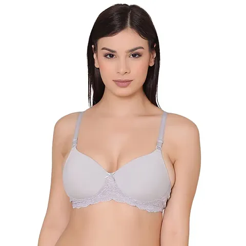 Groversons Paris Beauty Women's Padded, Non-Wired, Multiway, T-Shirt Bra with lace (BR116)